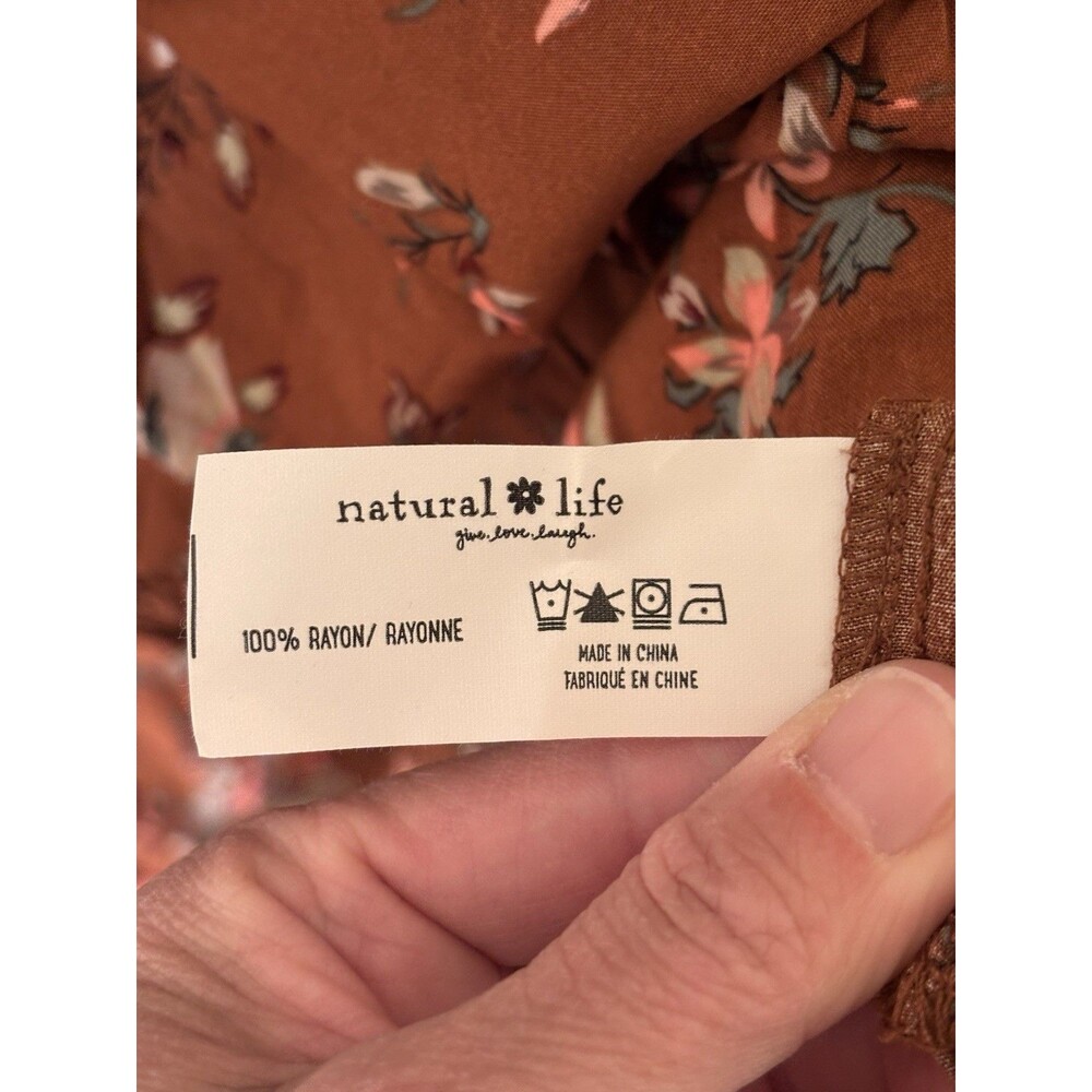 Natural Life Prairie Cottagecore￼Brown Floral Rayon Maxi Dress  Ren Faire, L - Picture 4 of 7